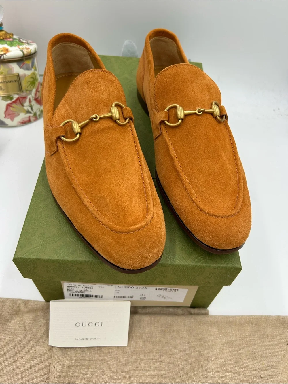 Men's Gucci JORDAAN suede horse bit loafers size 8.5 fits 9.5 US made in Italy